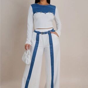 Blue and White Women's Jumpsuit